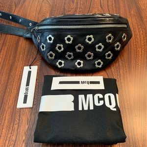 Authentic Alexander McQueen black leather belt bag